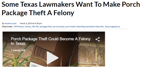 Some Texas Lawmakers Want To Make Porch Package Theft A Felony