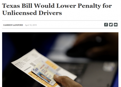 Texas Bill Would Lower Penalty for Unlicensed Drivers