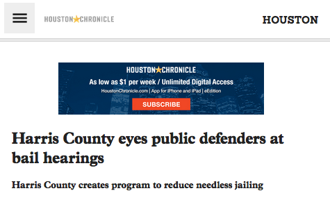 Harris County eyes public defenders at bail hearings