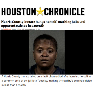 Harris County inmate hangs herself, marking jail's 2nd apparent suicide in a month