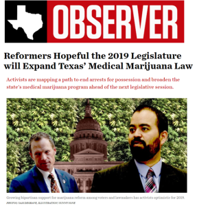 Reformers Hopeful the 2019 Legislature will Expand Texas’ Medical Marijuana Law