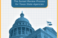 Image of Texas Capitol, text reading Beginner's Guide the sunset review process for Texas state agencies