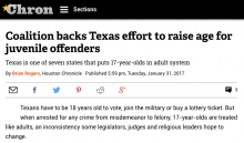 Coalition backs Texas effort to raise age for juvenile offenders